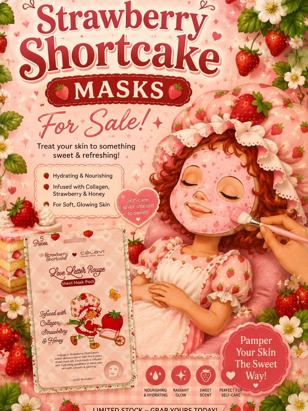 Love Letter Rouge Sheet Mask Pack-Strawberry Shortcake 🍰